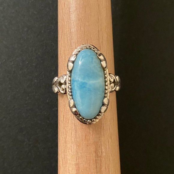 Larimar and Sterling Silver Ring, Size 8.75 - Picture 8 of 9